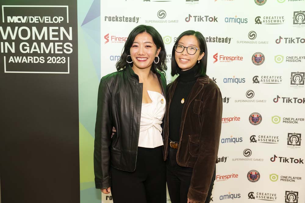 Hilary and Sabrina at the MCV/Develop Women in Games Awards Red Carpet